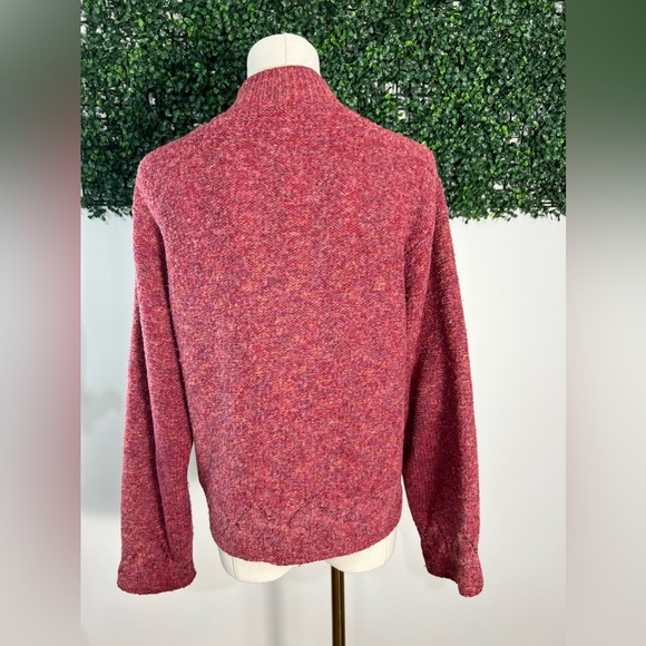 COLUMBIA Wool Cotton Blend Knit Outdoor Zip up Maroon Pink Sweater Size Small - Picture 7 of 15